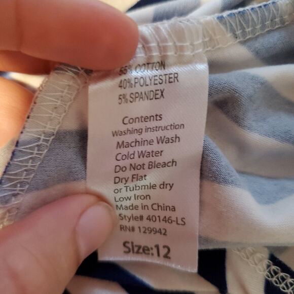 Btween 12 navy blue and white striped long sleeve tee - Picture 4 of 4